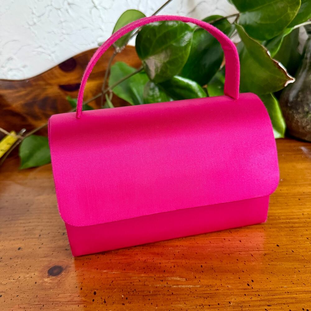 Vintage Hot Pink Satin Mini Handbag | Barbiecore Evening Purse | Y2K Top Handle